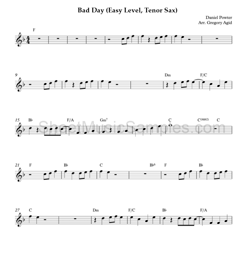 Bad Day (Easy Level, Tenor Sax)