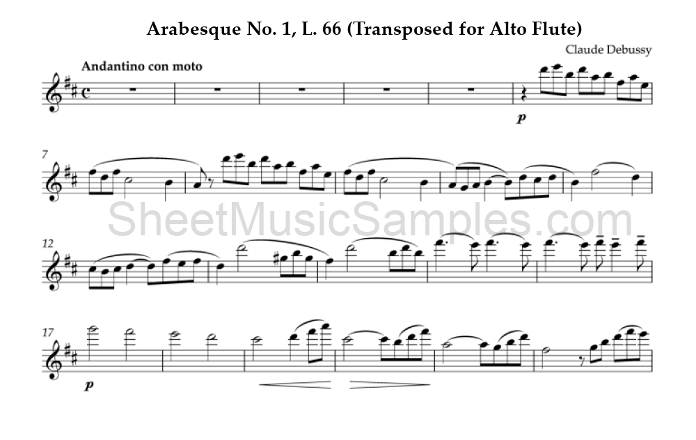 Arabesque No. 1, L. 66 (Transposed for Alto Flute)