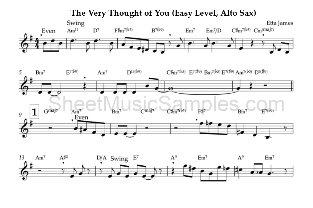 The Very Thought of You (Easy Level, Alto Sax)