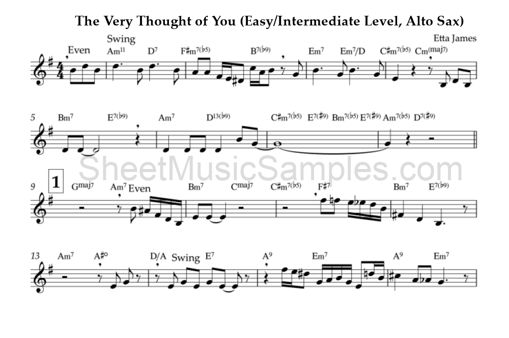 The Very Thought of You (Easy/Intermediate Level, Alto Sax)