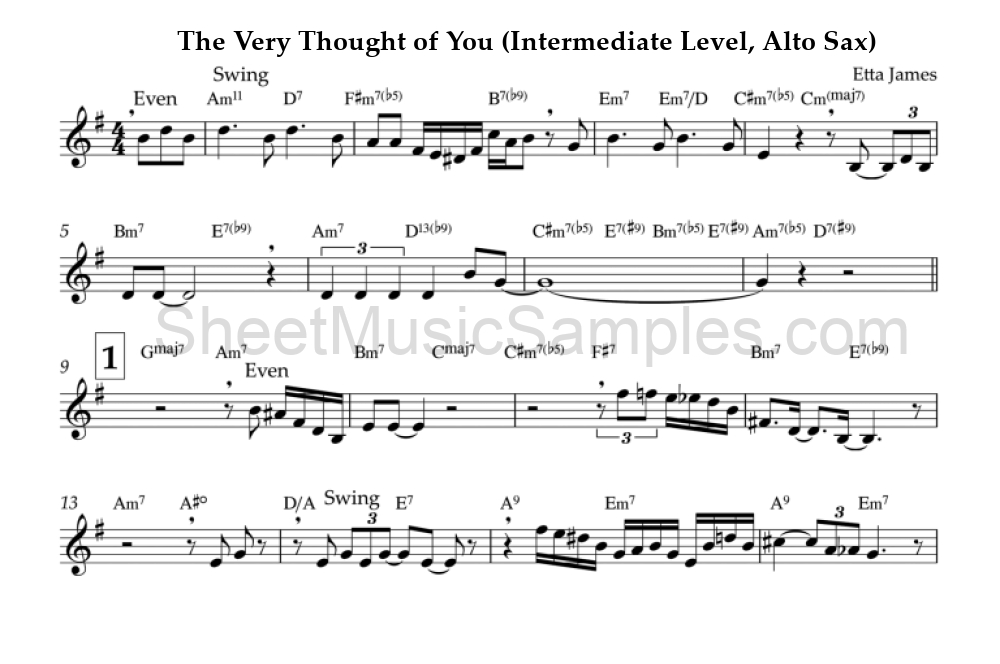 The Very Thought of You (Intermediate Level, Alto Sax)