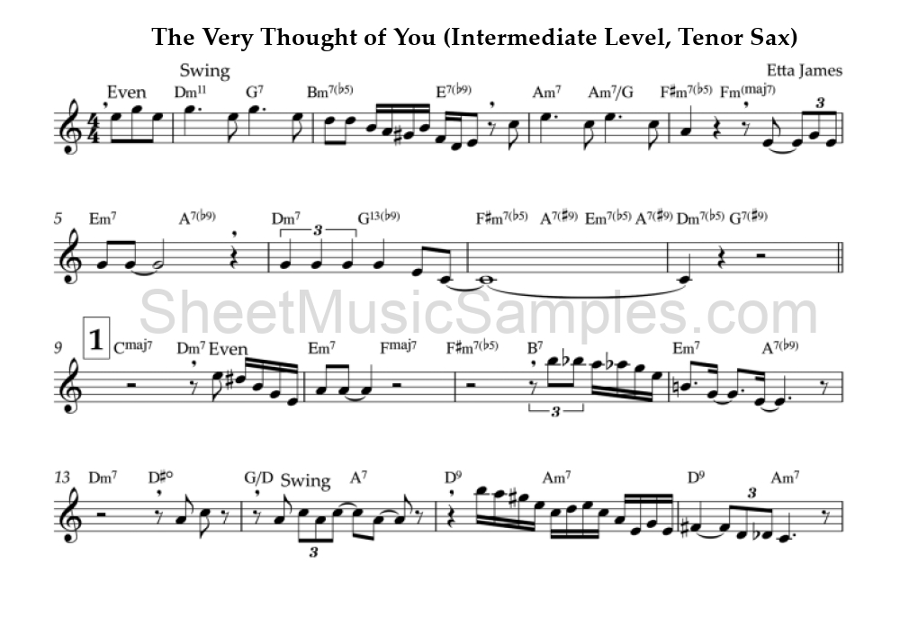 The Very Thought of You (Intermediate Level, Tenor Sax)