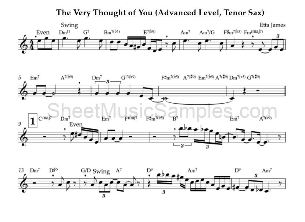 The Very Thought of You (Advanced Level, Tenor Sax)