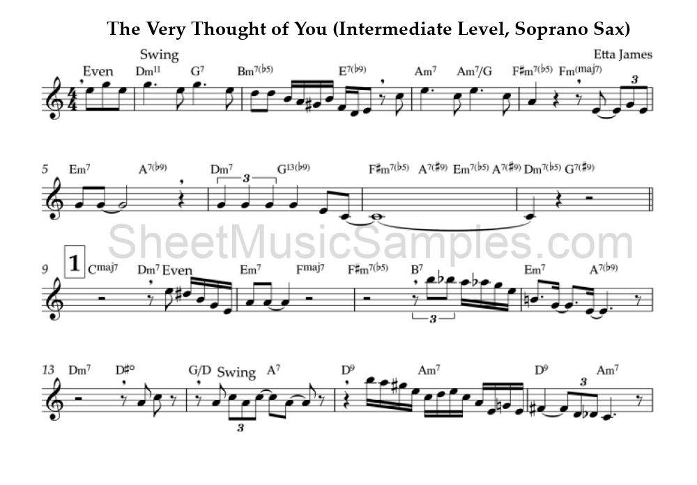 The Very Thought of You (Intermediate Level, Soprano Sax)