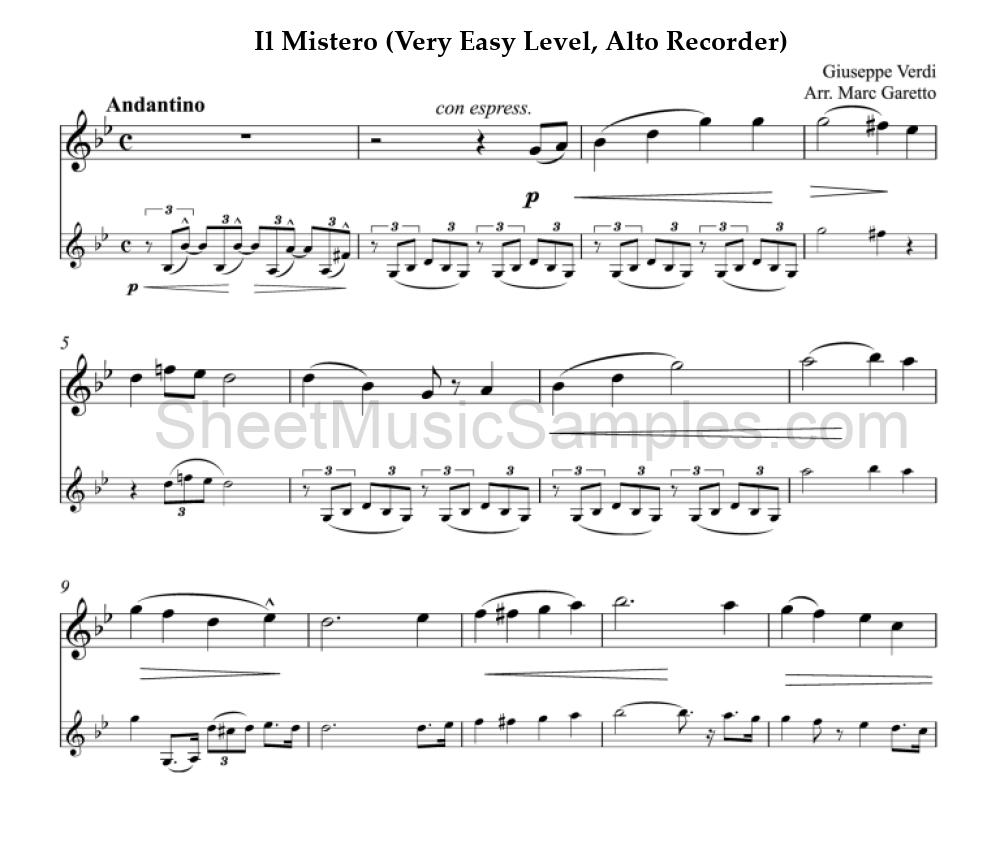 Il Mistero (Very Easy Level, Alto Recorder)