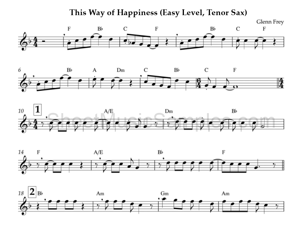 This Way of Happiness (Easy Level, Tenor Sax)