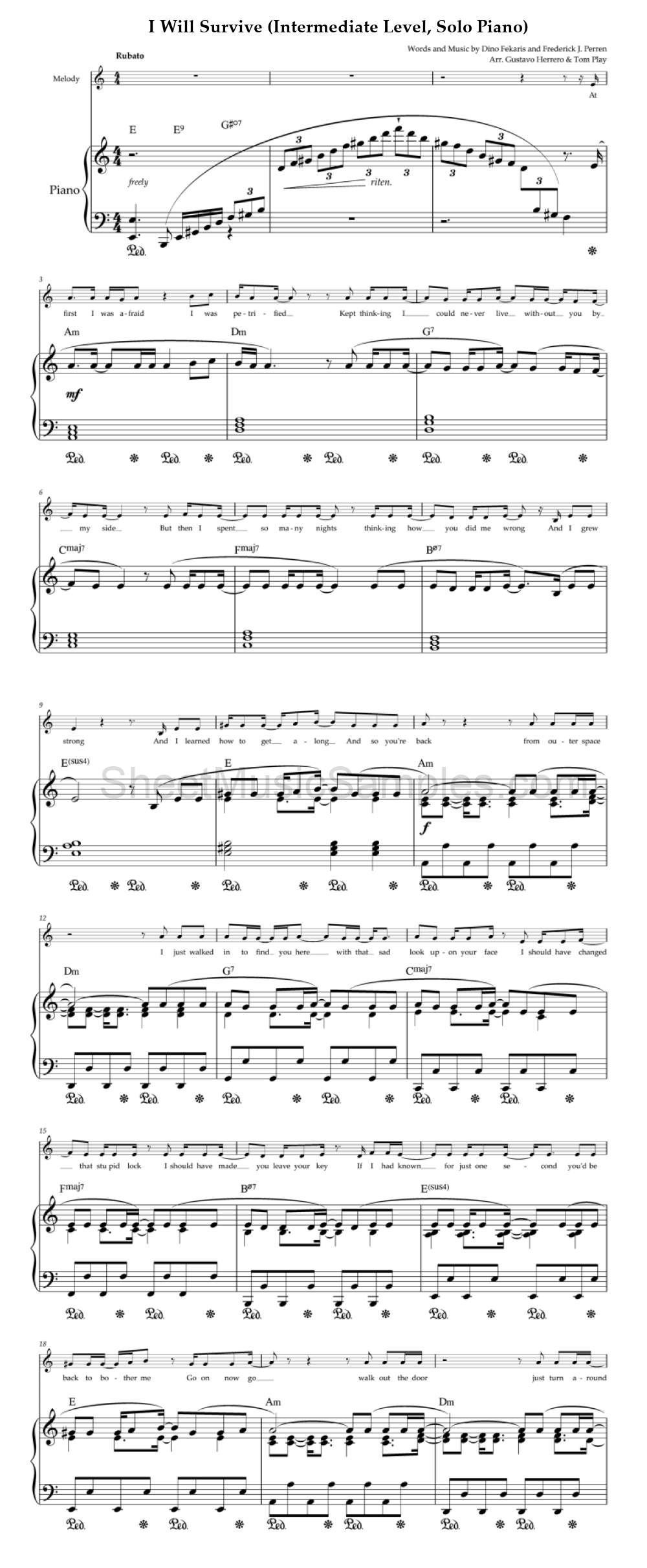 I Will Survive (Intermediate Level, Solo Piano)