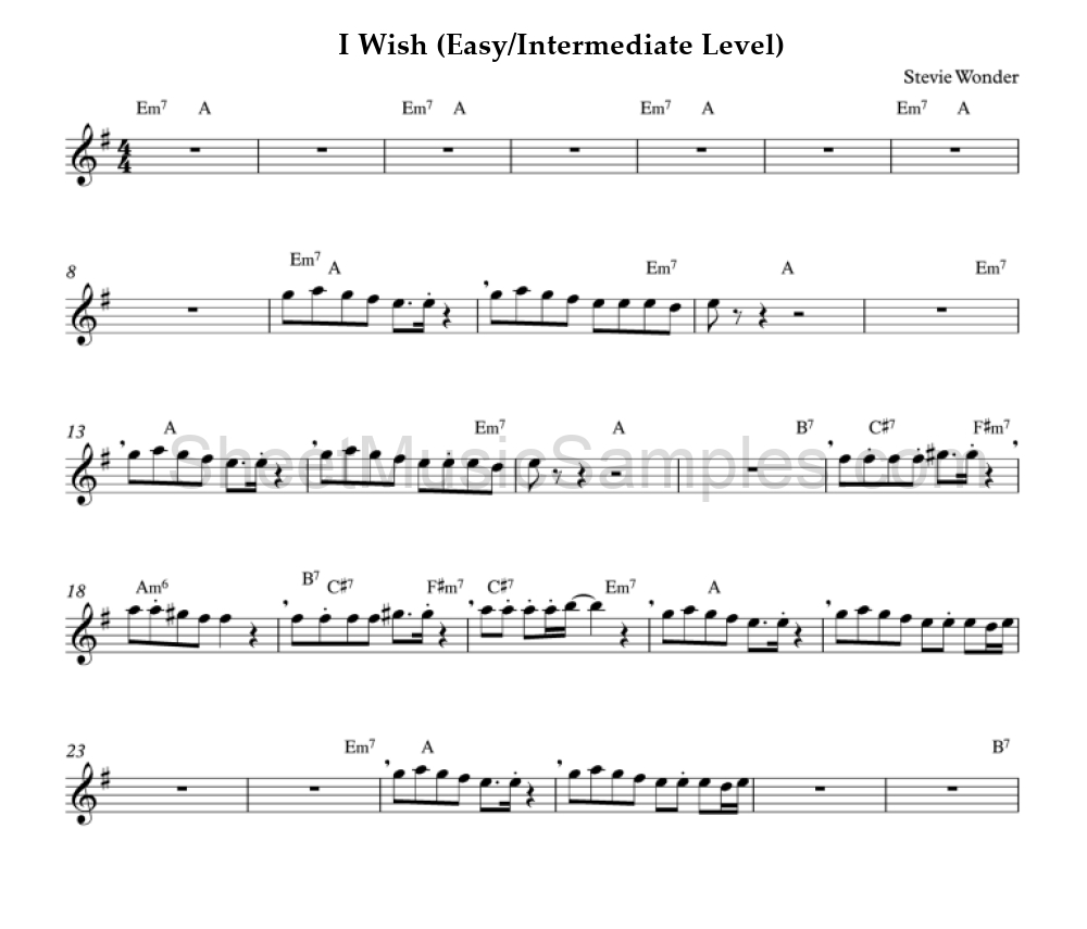 I Wish (Easy/Intermediate Level)