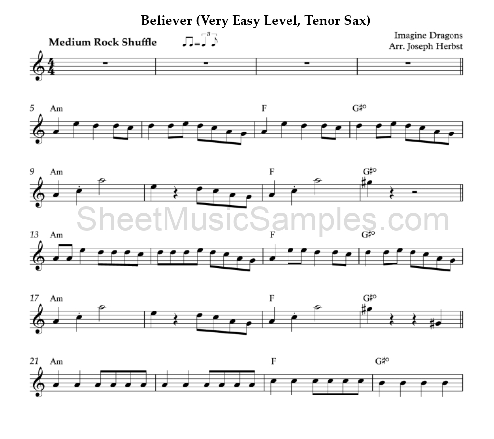 Believer (Very Easy Level, Tenor Sax)