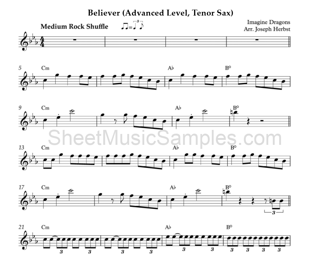 Believer (Advanced Level, Tenor Sax)