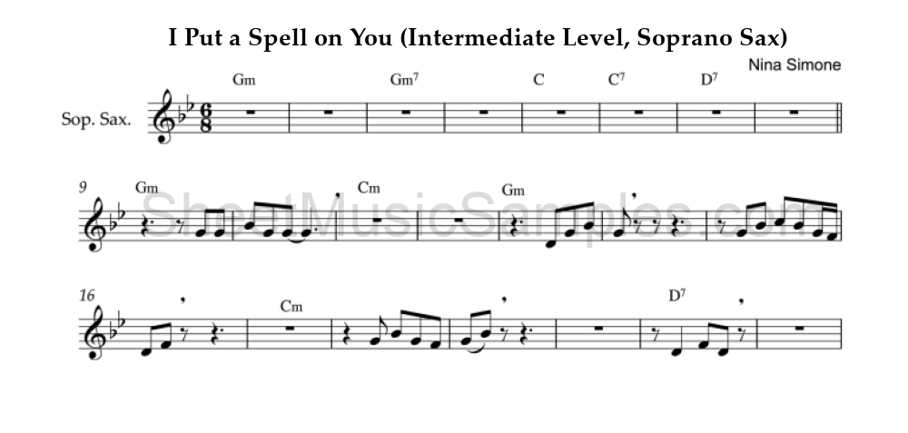 I Put a Spell on You (Intermediate Level, Soprano Sax)