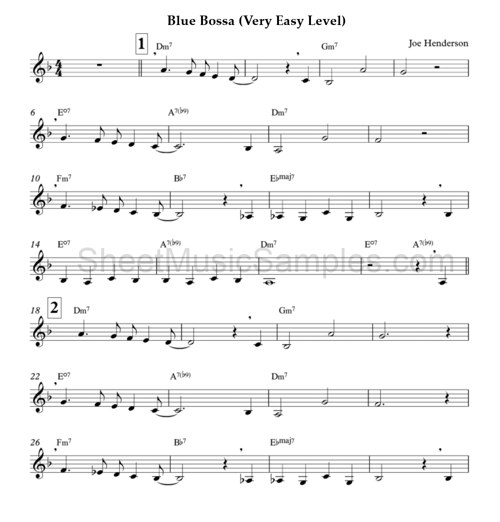 Blue Bossa (Very Easy Level)