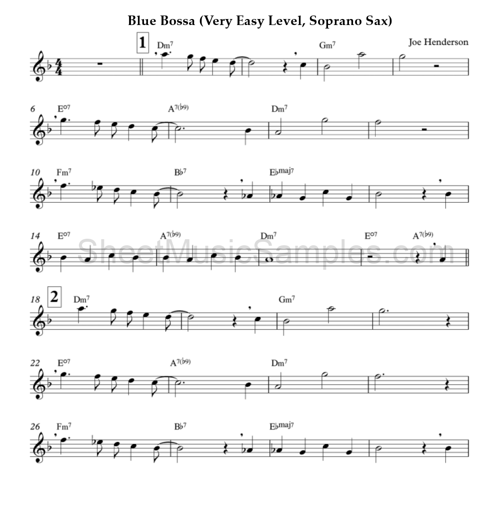 Blue Bossa (Very Easy Level, Soprano Sax)