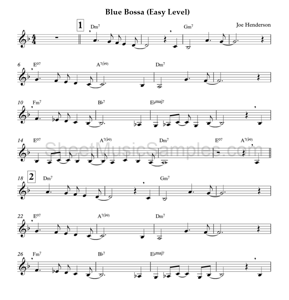 Blue Bossa (Easy Level)