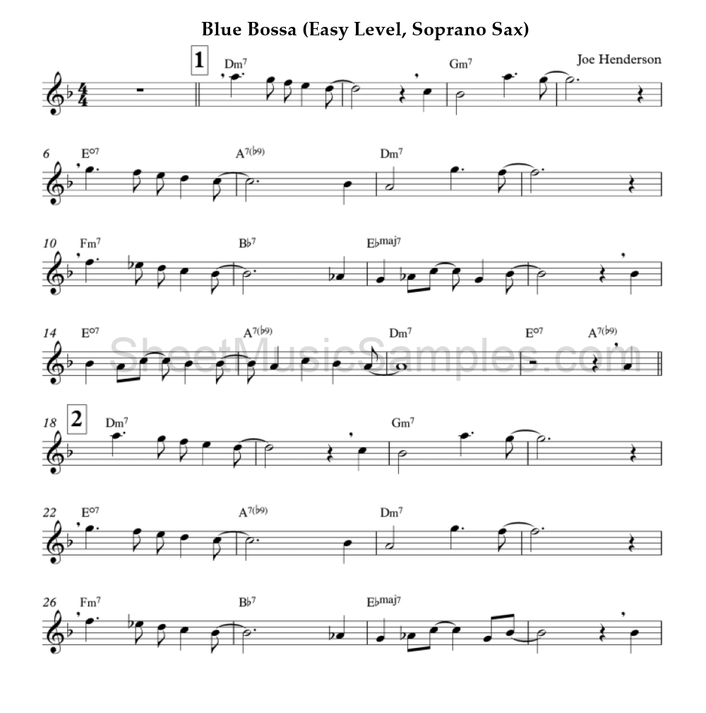 Blue Bossa (Easy Level, Soprano Sax)