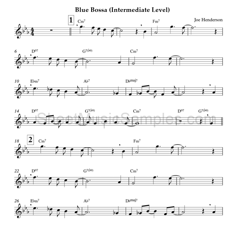 Blue Bossa (Intermediate Level)