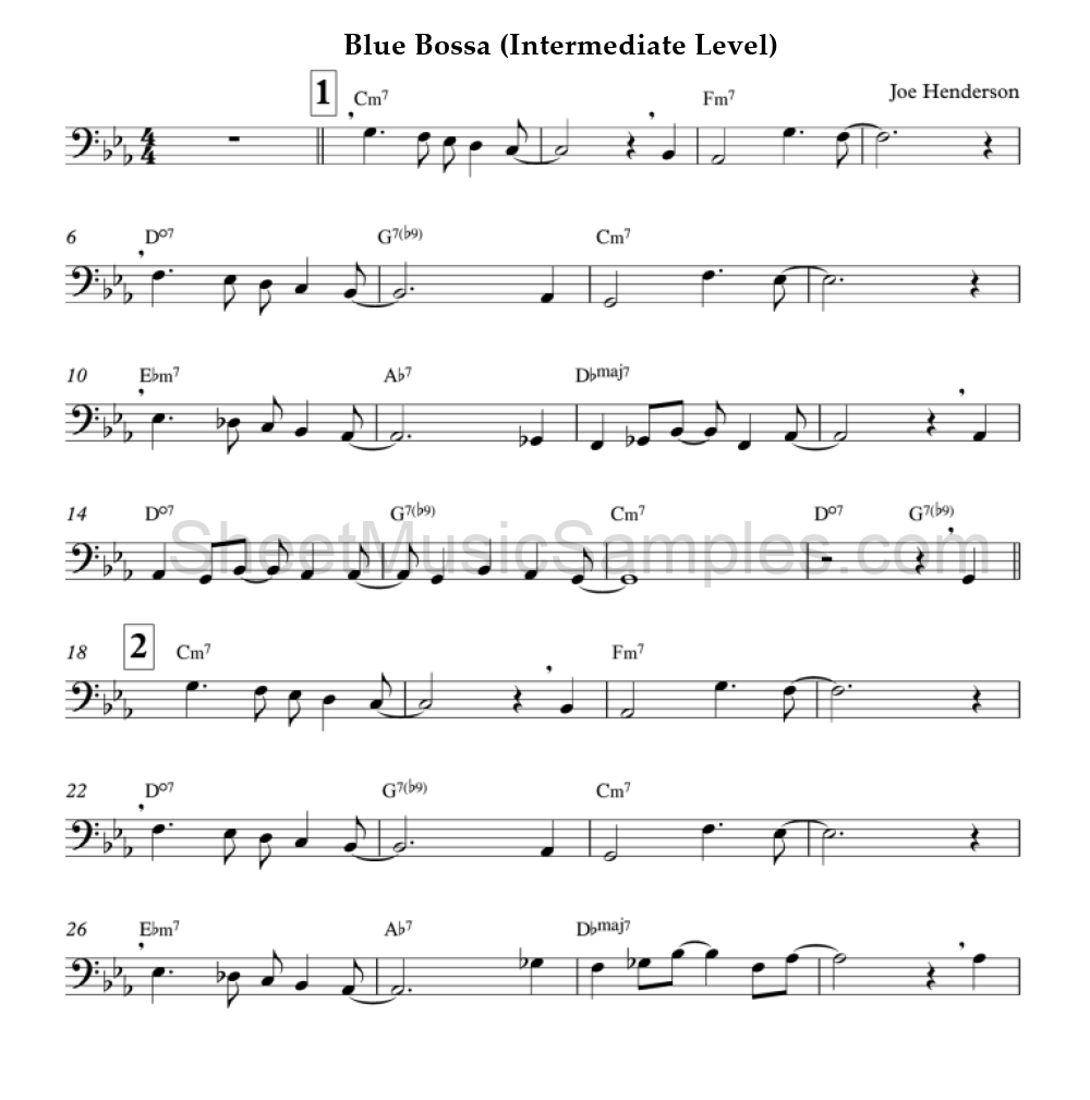 Blue Bossa (Intermediate Level)