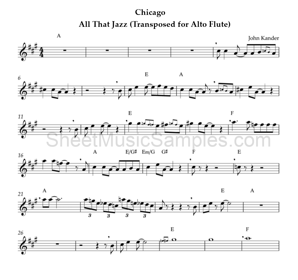 Chicago - All That Jazz (Transposed for Alto Flute)