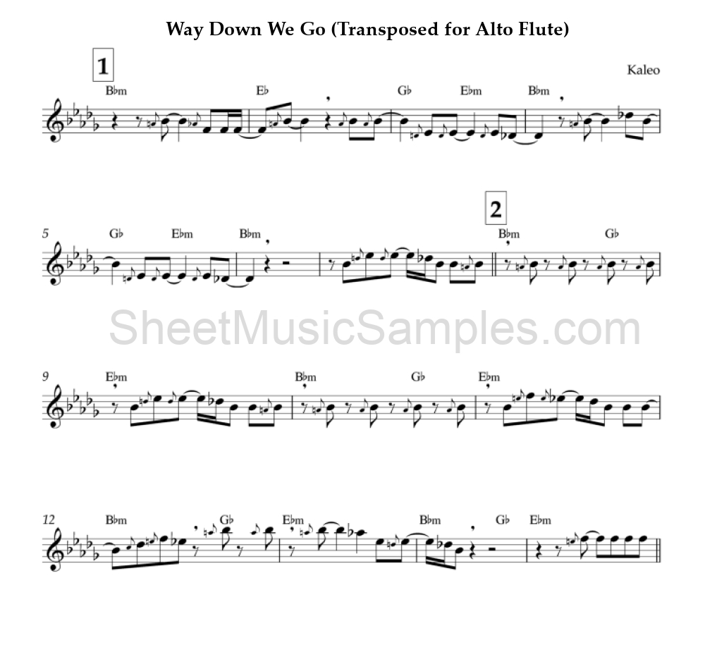 Way Down We Go (Transposed for Alto Flute)