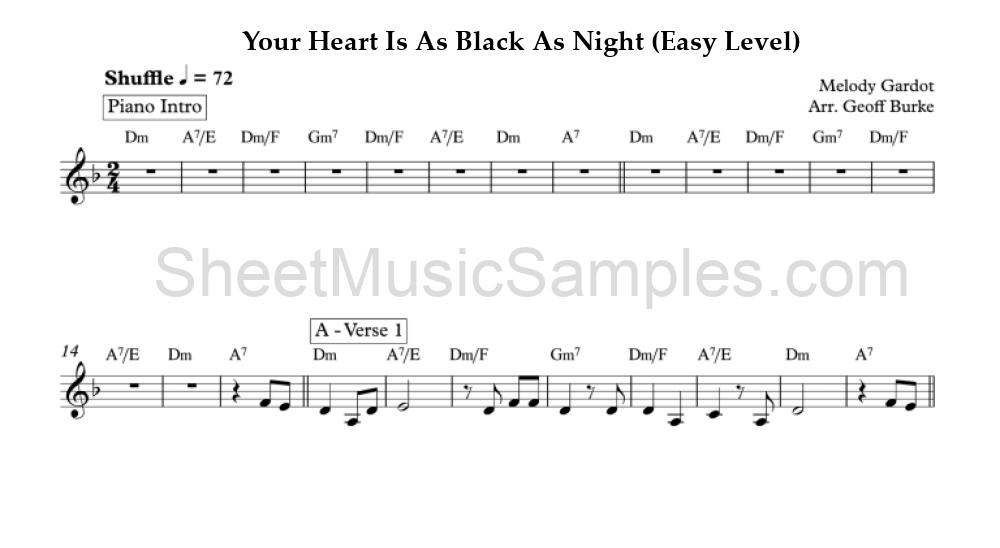 Your Heart Is As Black As Night (Easy Level)