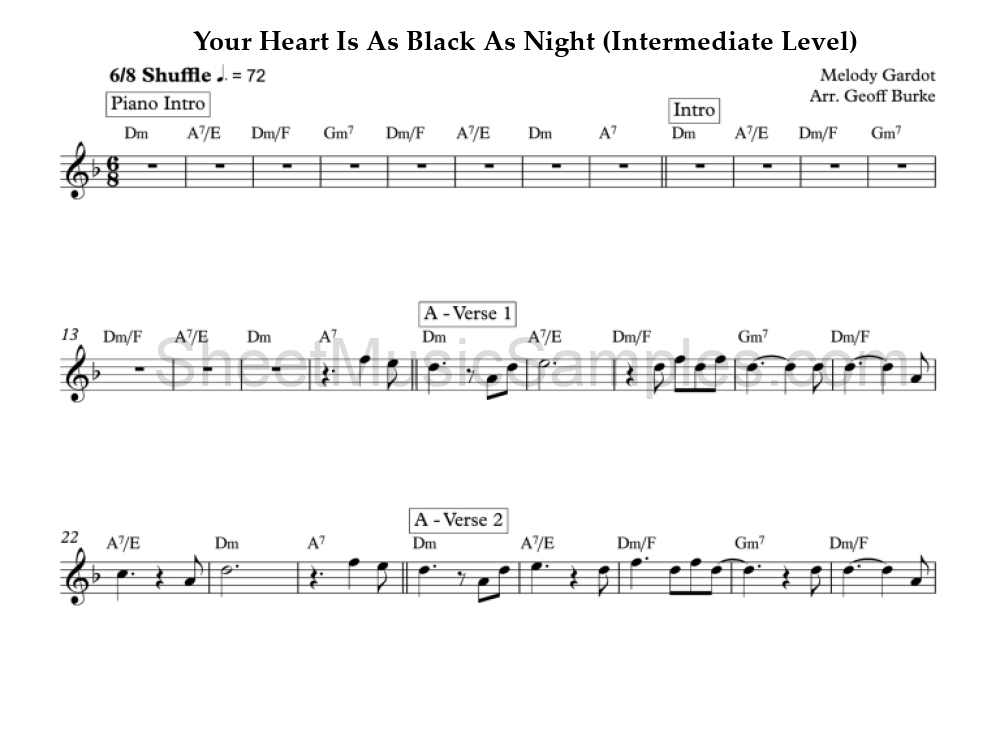 Your Heart Is As Black As Night (Intermediate Level)