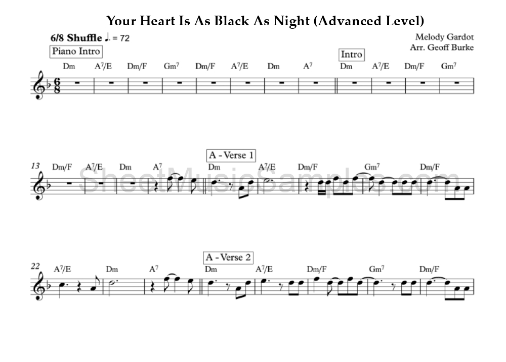 Your Heart Is As Black As Night (Advanced Level)