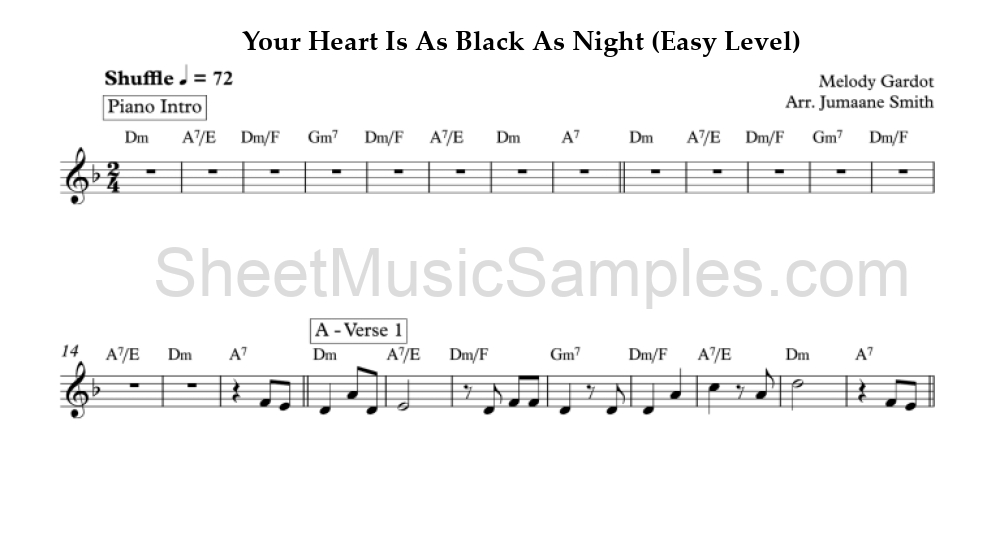 Your Heart Is As Black As Night (Easy Level)