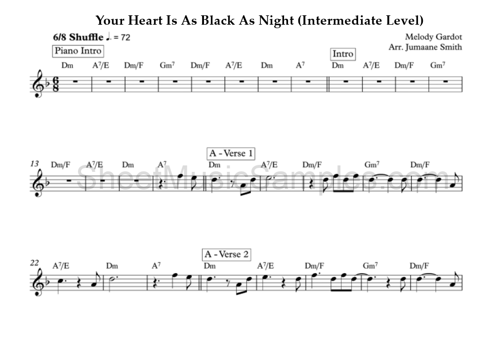 Your Heart Is As Black As Night (Intermediate Level)