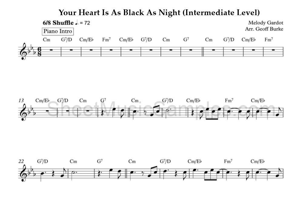 Your Heart Is As Black As Night (Intermediate Level)