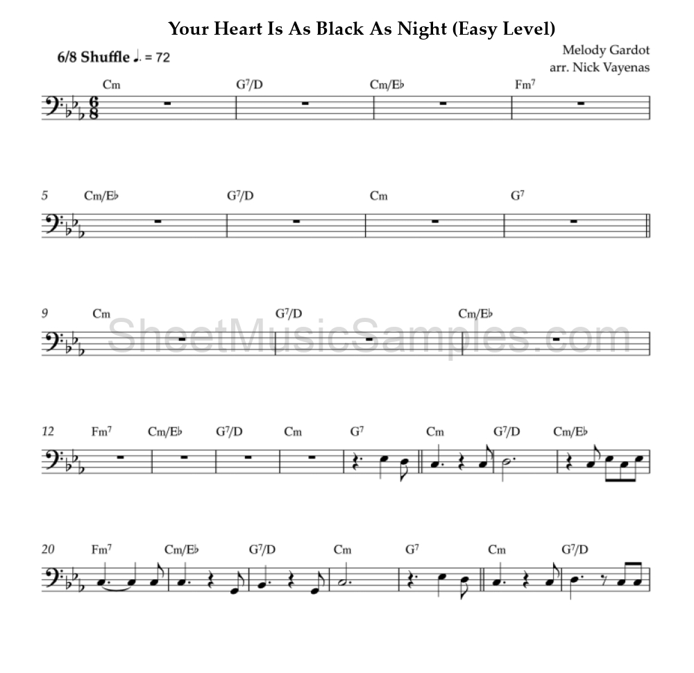 Your Heart Is As Black As Night (Easy Level)