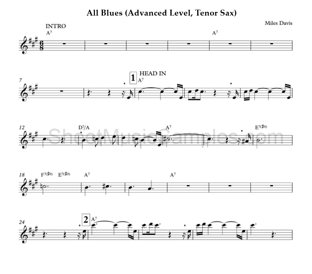 All Blues (Advanced Level, Tenor Sax)