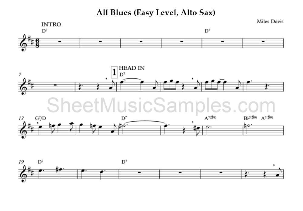 All Blues (Easy Level, Alto Sax)