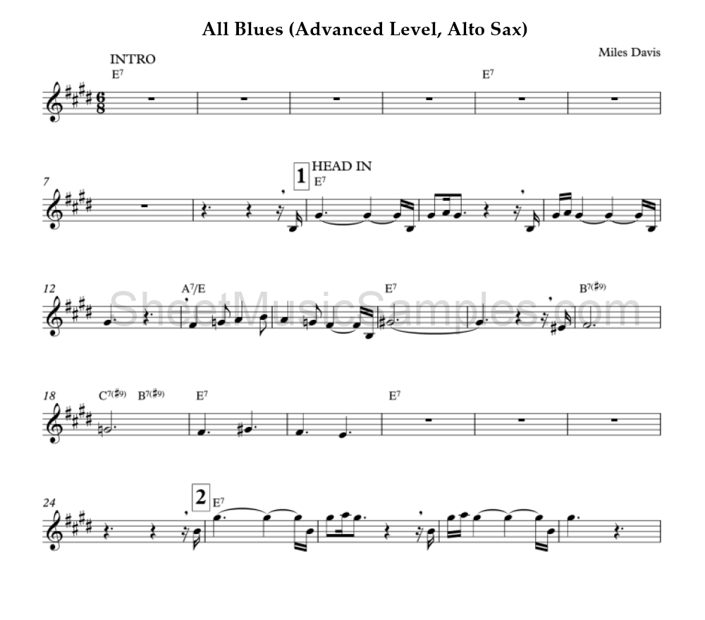 All Blues (Advanced Level, Alto Sax)