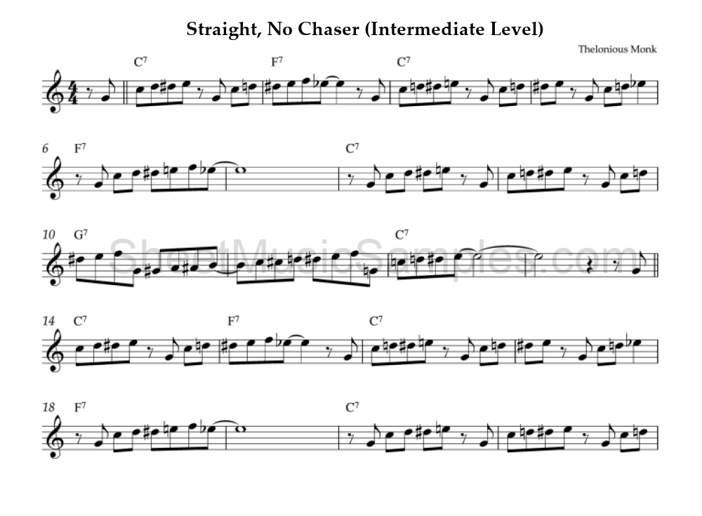 Straight, No Chaser (Intermediate Level)