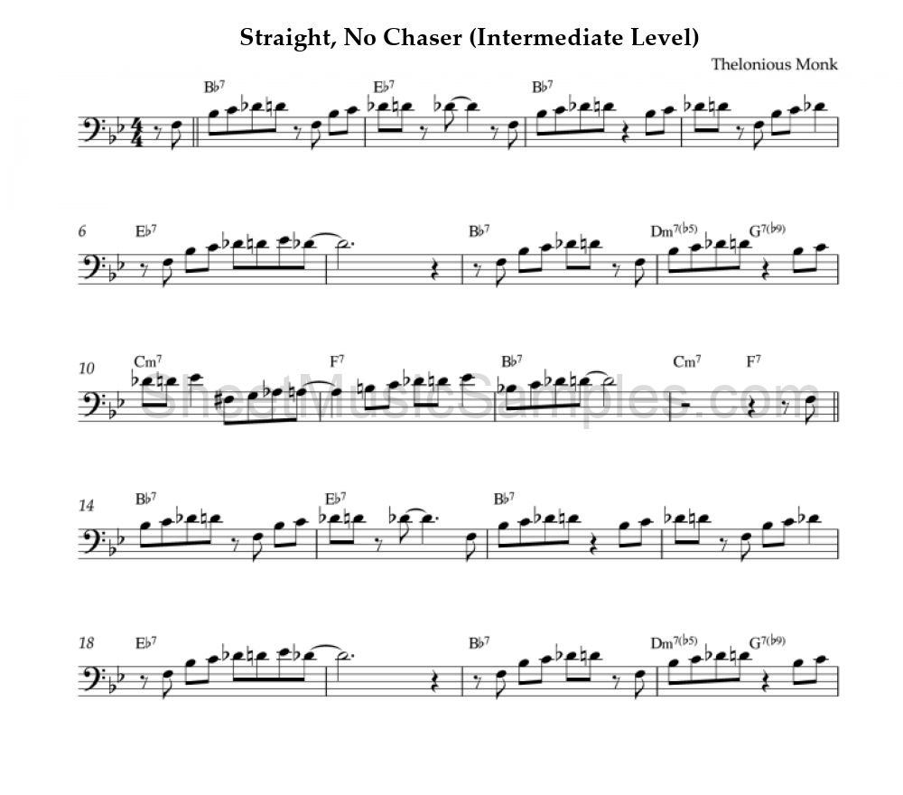 Straight, No Chaser (Intermediate Level)