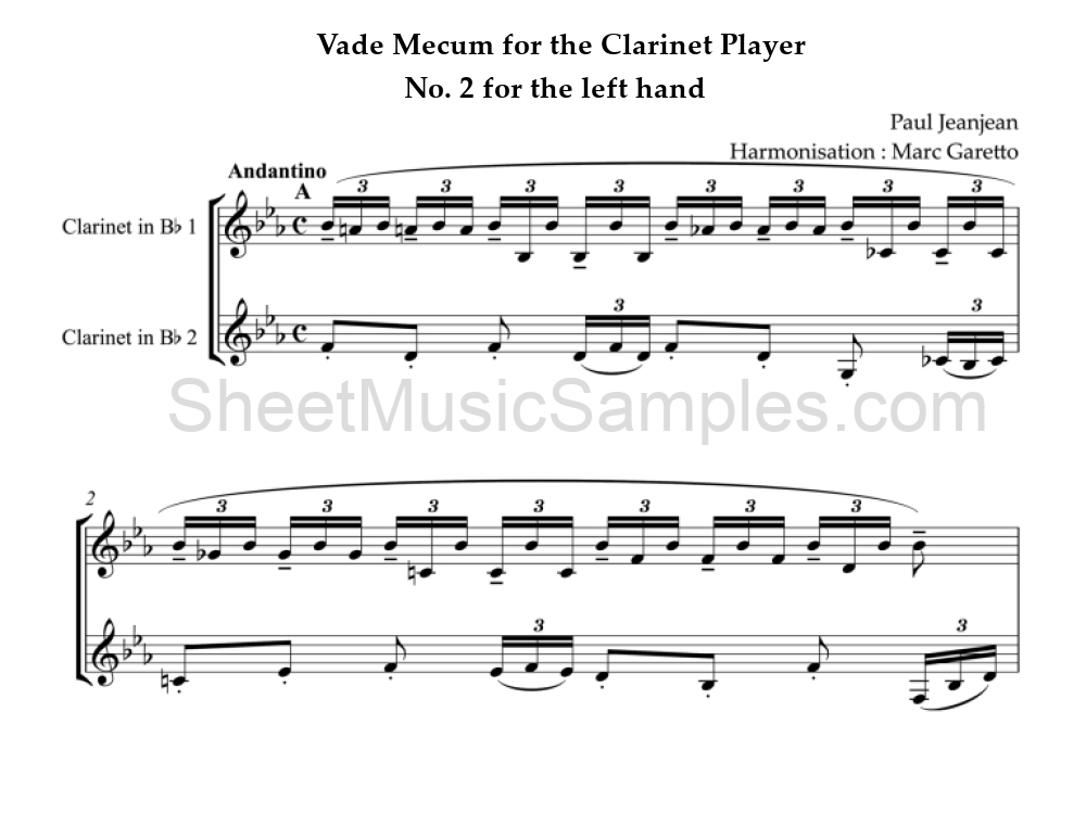 Vade Mecum for the Clarinet Player - No. 2 for the left hand