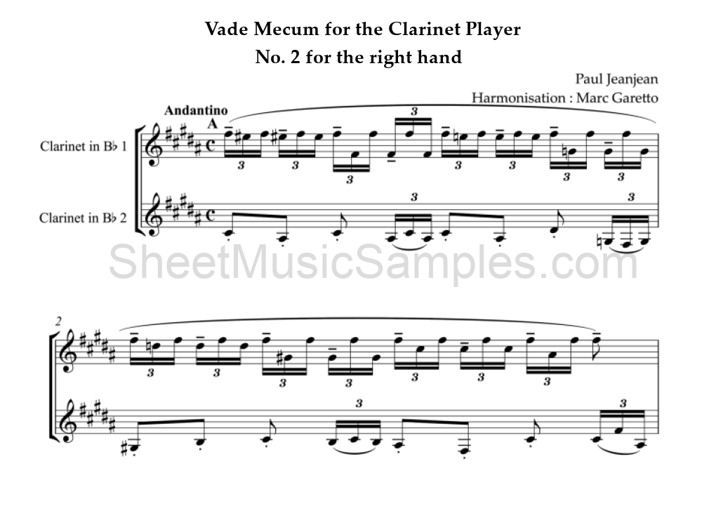 Vade Mecum for the Clarinet Player - No. 2 for the right hand