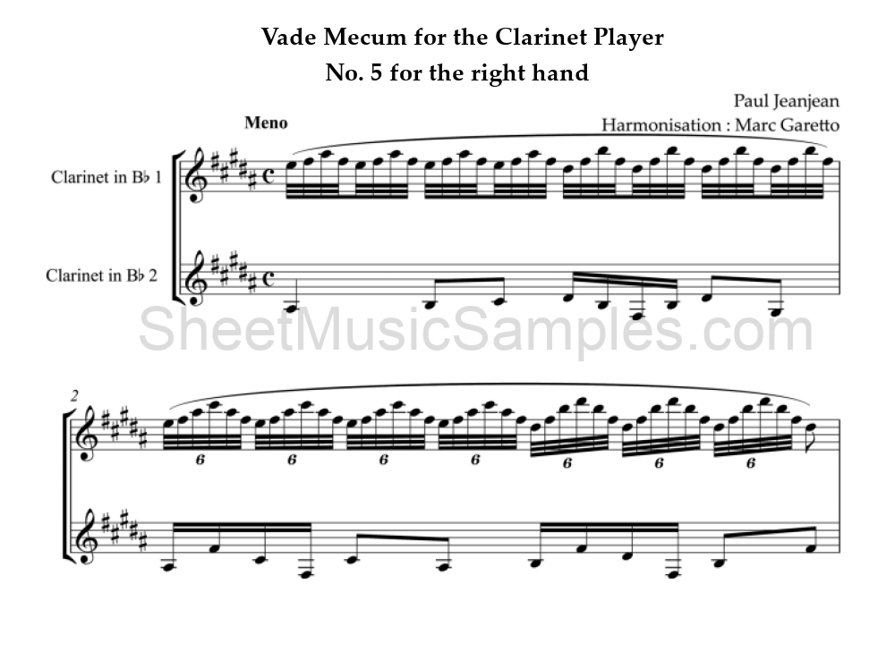 Vade Mecum for the Clarinet Player - No. 5 for the right hand