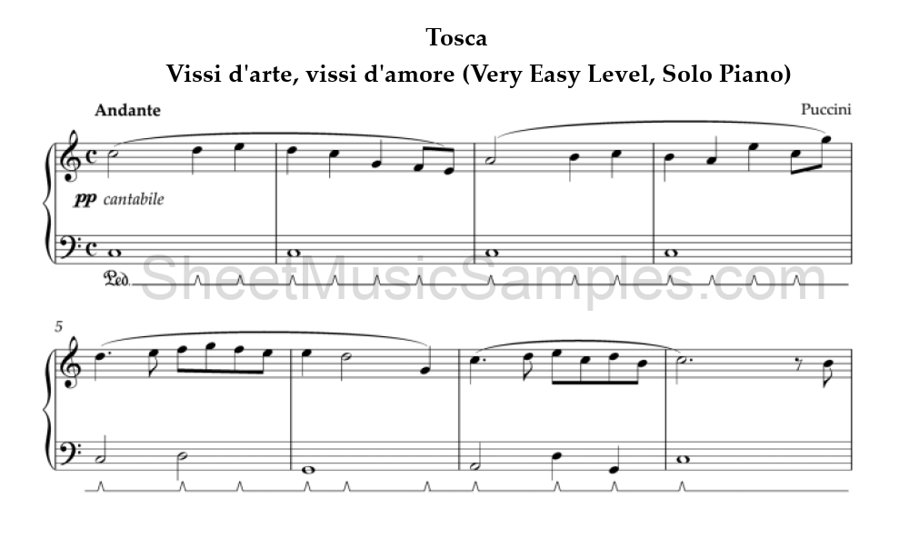 Tosca - Vissi d'arte, vissi d'amore (Very Easy Level, Solo Piano)