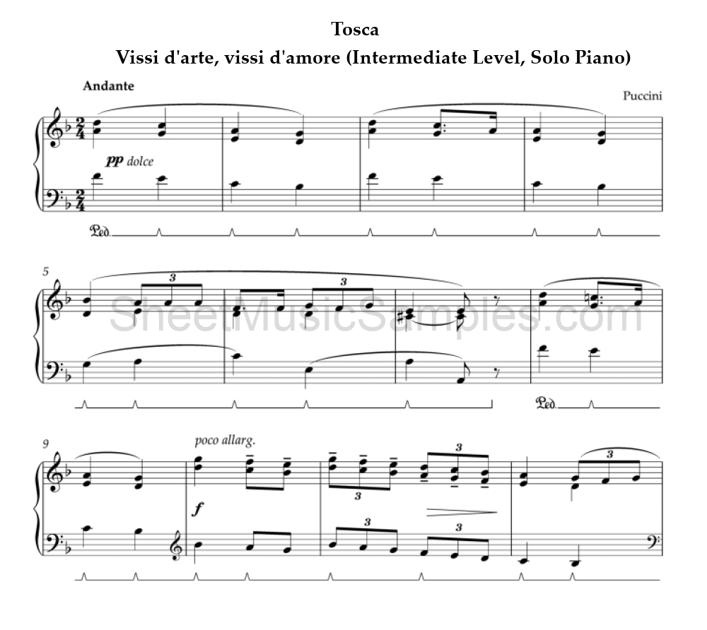 Tosca - Vissi d'arte, vissi d'amore (Intermediate Level, Solo Piano)