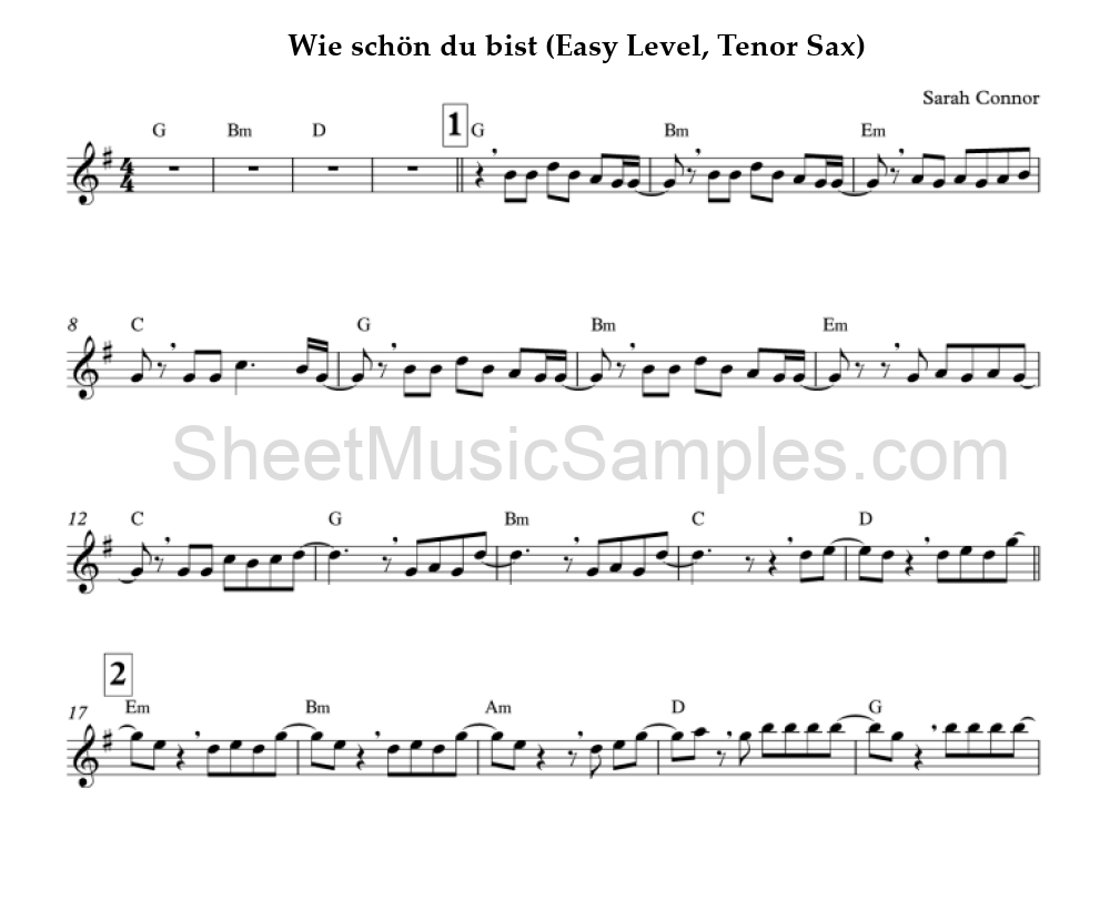 Wie schön du bist (Easy Level, Tenor Sax)