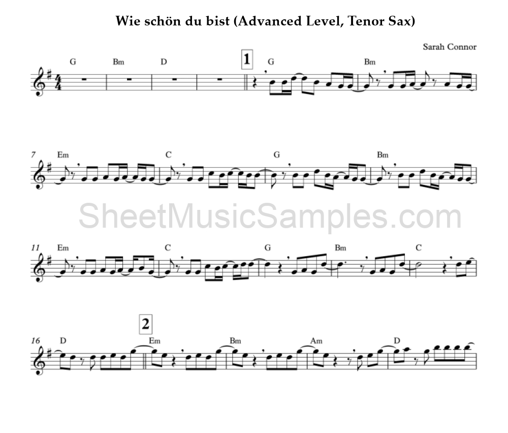 Wie schön du bist (Advanced Level, Tenor Sax)