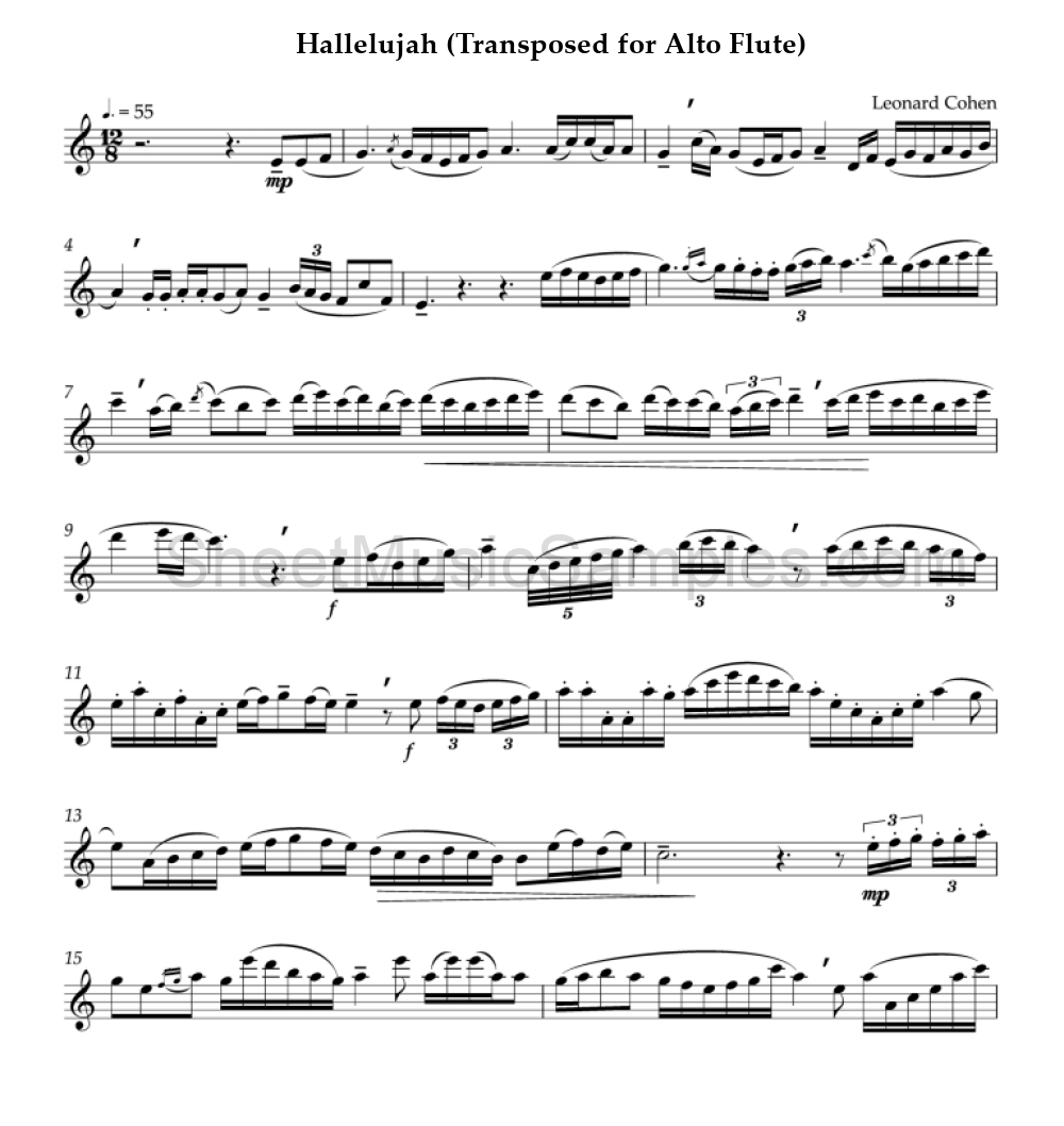 Hallelujah (Transposed for Alto Flute)