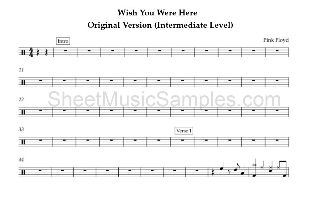 Wish You Were Here - Original Version (Intermediate Level)