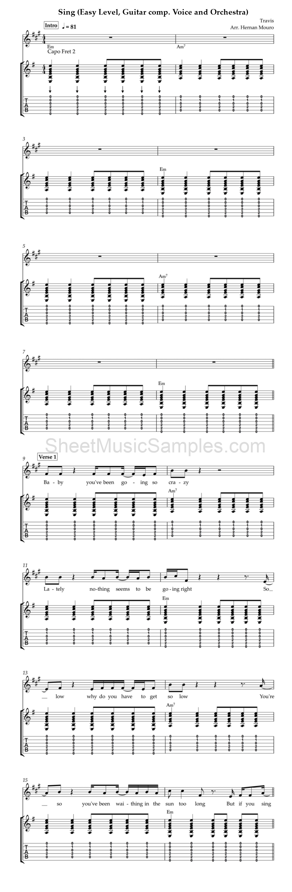 Sing (Easy Level, Guitar comp. Voice and Orchestra)