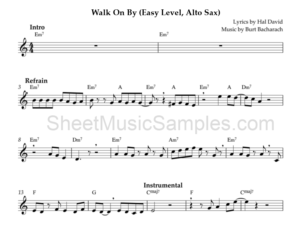 Walk On By (Easy Level, Alto Sax)