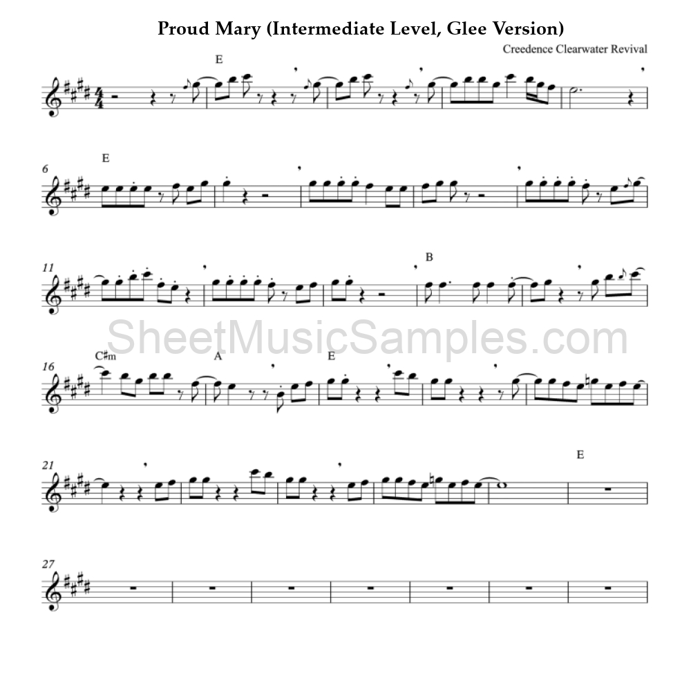 Proud Mary (Intermediate Level, Glee Version)