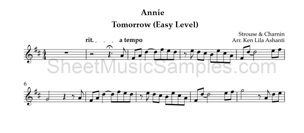 Annie - Tomorrow (Easy Level)