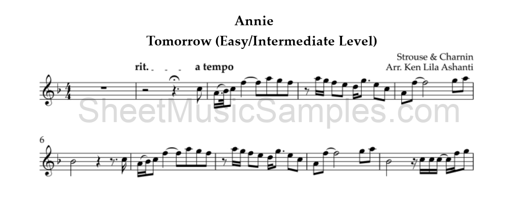 Annie - Tomorrow (Easy/Intermediate Level)