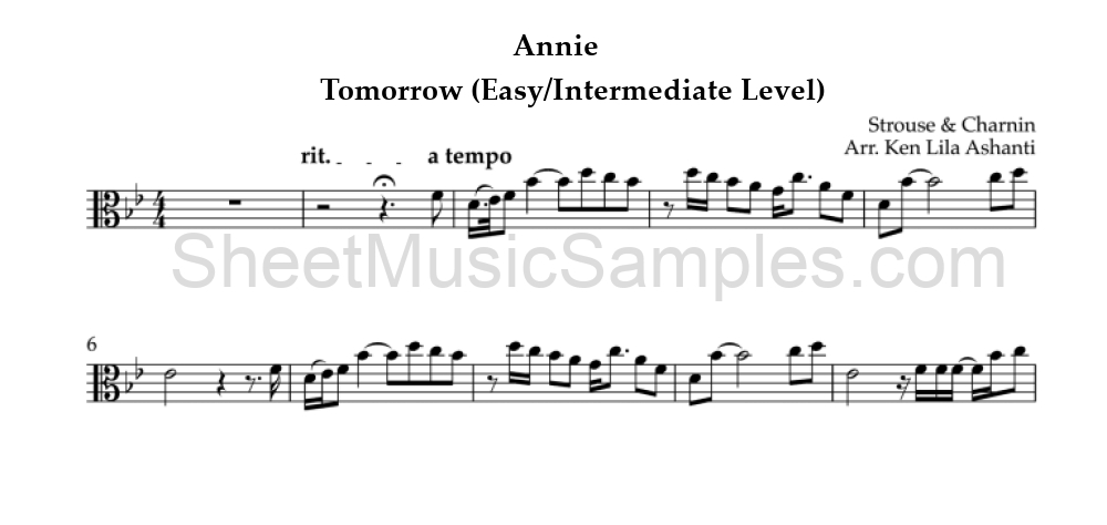 Annie - Tomorrow (Easy/Intermediate Level)